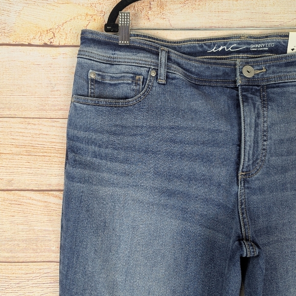 INC Women's Plus Size 18W Tummy Control Mid Rise Skinny Jeans Indigo Metallic - Picture 4 of 15